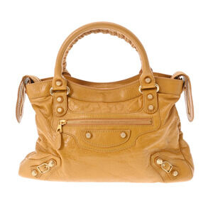 BALENCIAGA The Giant Town Mustard Calfskin Handbag